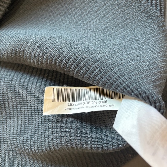 Quince Cropped Square Neck Ribbed Knit Tank in Blue Gray Size Medium - Picture 8 of 10
